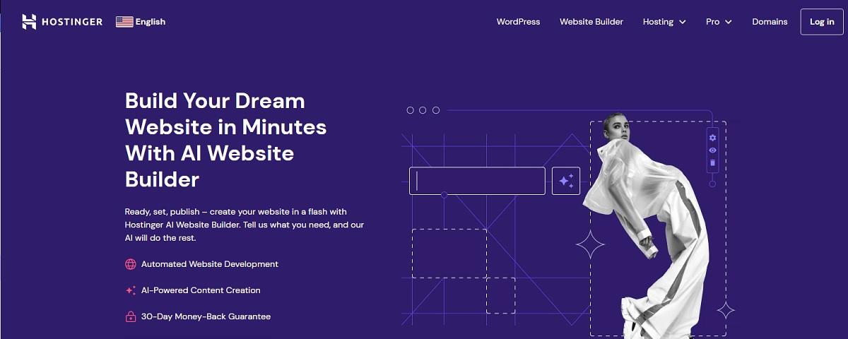 Hostinger AI Builder landing page.